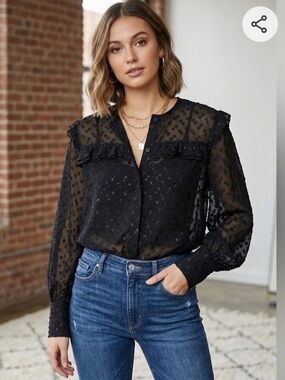 BNWT Isabel Marant Airy Sheer Polka Dot Blouse size 34/USXS $430